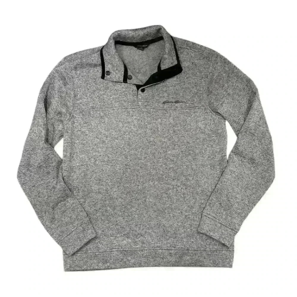 Eddie Bauer Radiator Fleece Snap-front Gray Pullover - Men’s Sz Medium